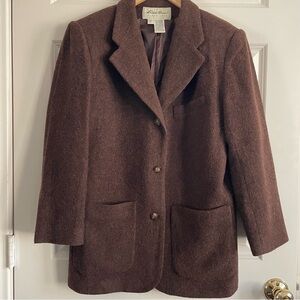 Eddie Bauer Dark Brown Wool Women's Blazer/Coat Oversized